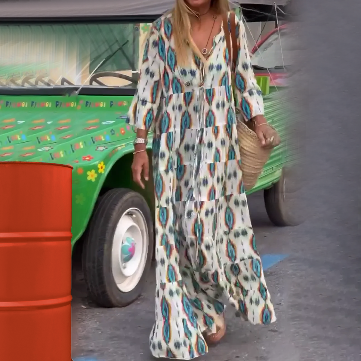 DIANOR™ - CASUAL V-HALS MAXI-JURK