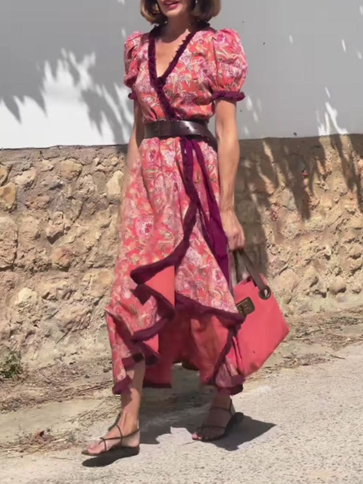 SOLVIANA™ - ELEGANTE MAXI-JURK MET KORTE MOUWEN