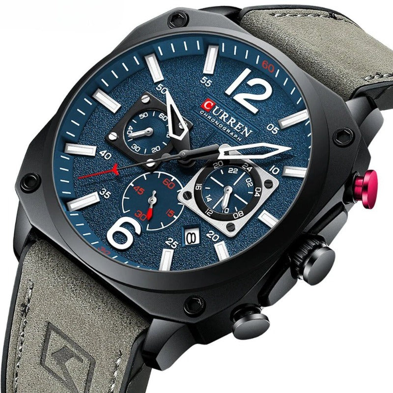 ZAKELIJK LEREN QUARTZ WATERDICHT POLSHORLOGE