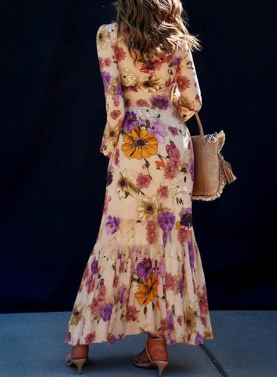 SORETA™ - BLOEMENPRINT MAXI-JURK MET RONDE HALS