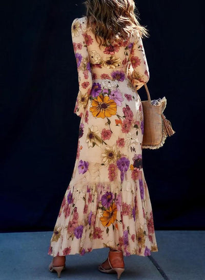 SORETA™ - BLOEMENPRINT MAXI-JURK MET RONDE HALS