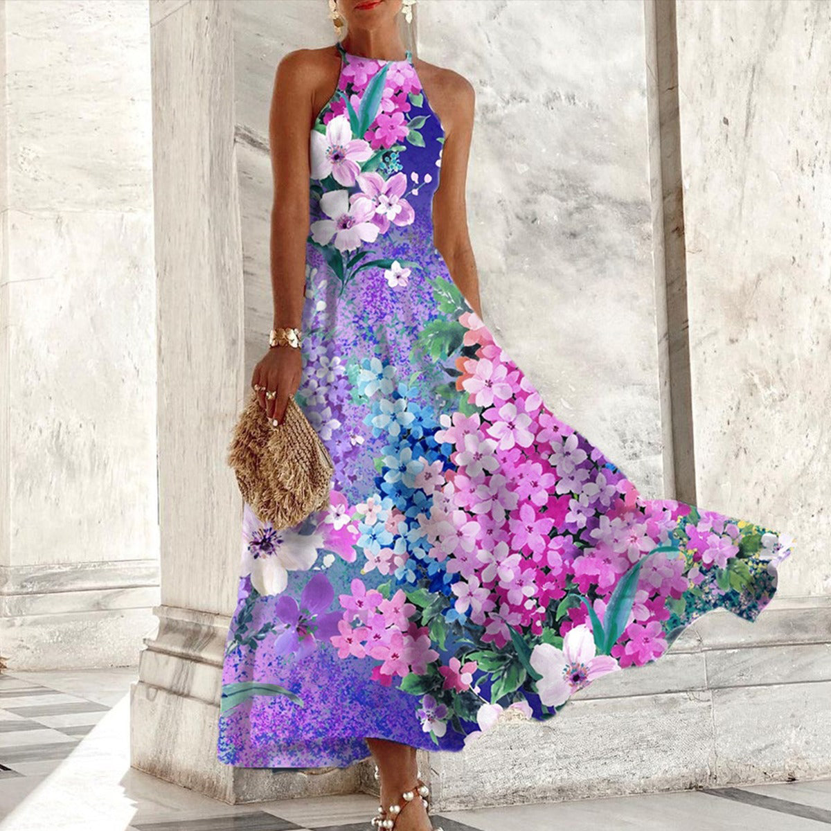 ANNABELLA™ - BLOEMENPRINT MOUWLOZE MAXI-JURK